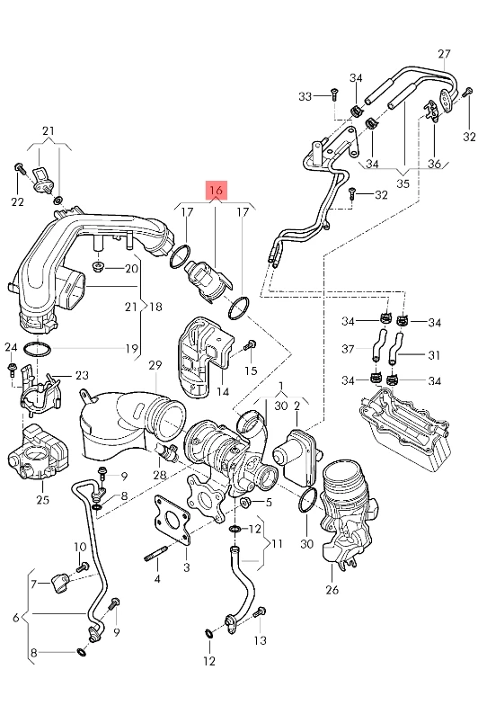 VAG Vario Pipės Atlošas Volkswagen Golf 2013-2017 Audi A1 2015-2017 Originalus 04E145875G