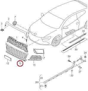 Vag Ventiliacijos Grotelės Juodos Volkswagen Scirocco 09-14 Originalus 1K8853677C041