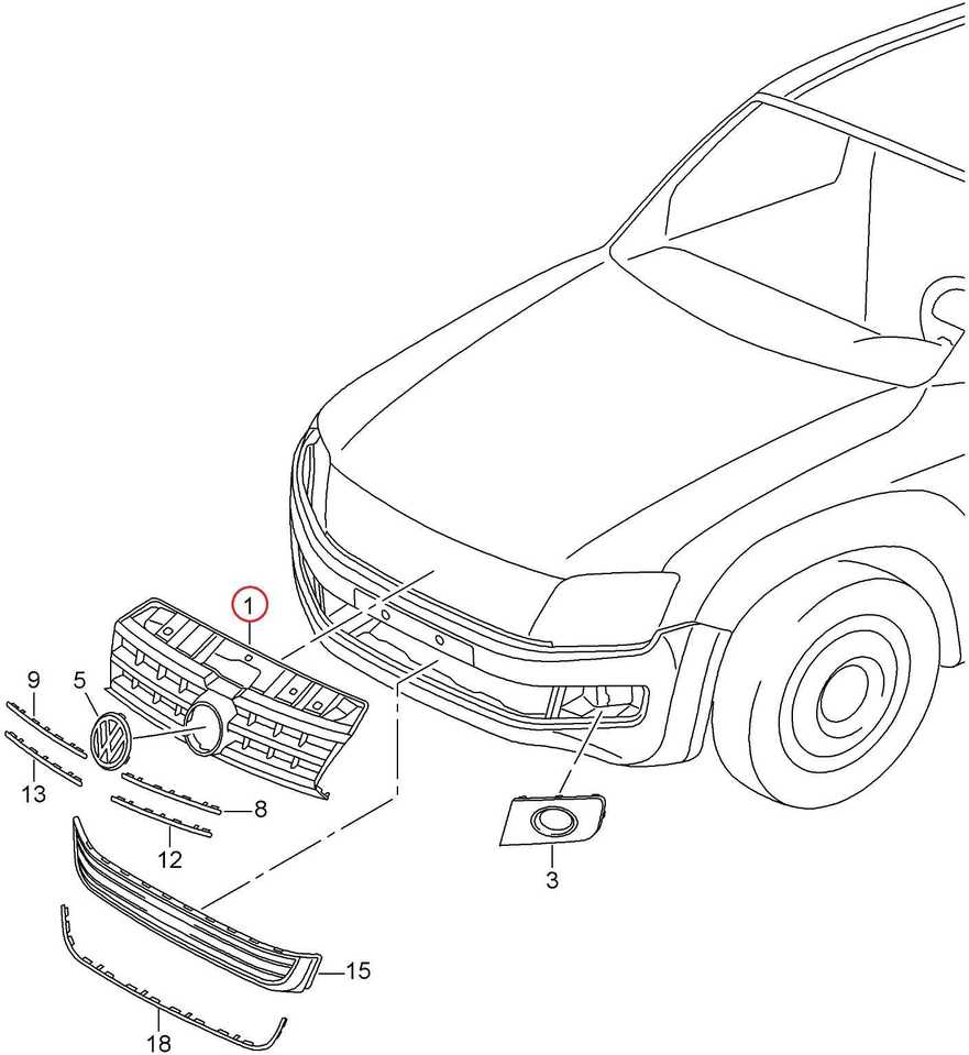 VAG VOLKSWAGEN AMAROK priekinės centrinės radiatoriaus grotelės, juodos spalvos, originalios 2HH853656539B9