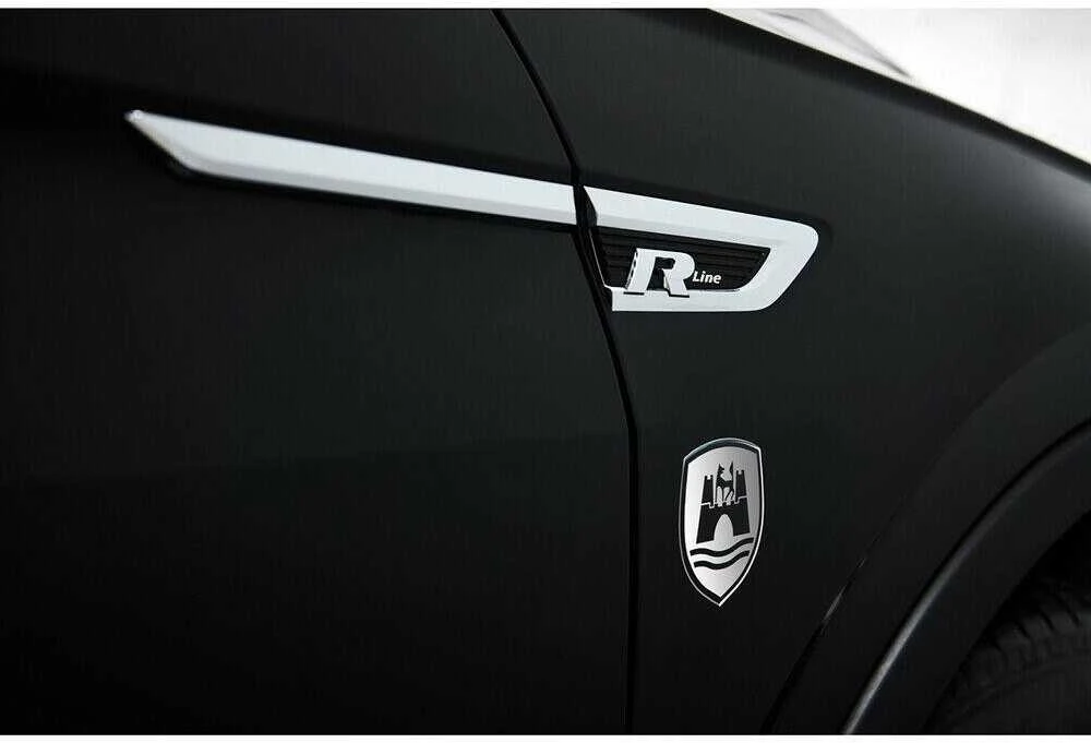 VAG Volkswagen Beetle Golf Dekoratyvinių folijų rinkinys Wolfsburg Crest Tikras satino juodos spalvos emblema 5C0064317ASXRW