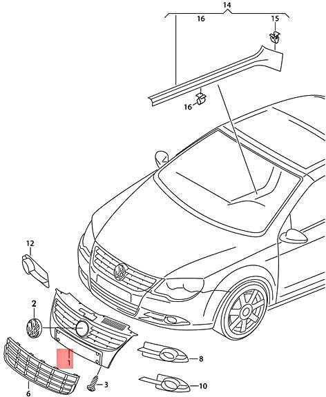 VAG Volkswagen EOS radiatoriaus grotelės Originalios 1Q0853641AWAD