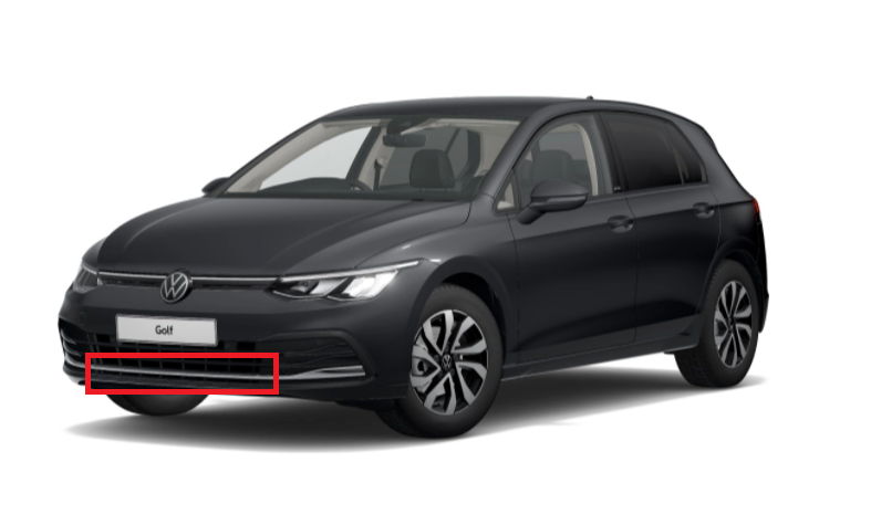 VAG VOLKSWAGEN GOLF MK8 priekinio bamperio apatinė vidurinė juoda ventiliacijos grotelė 5H0853677F9B9 originali