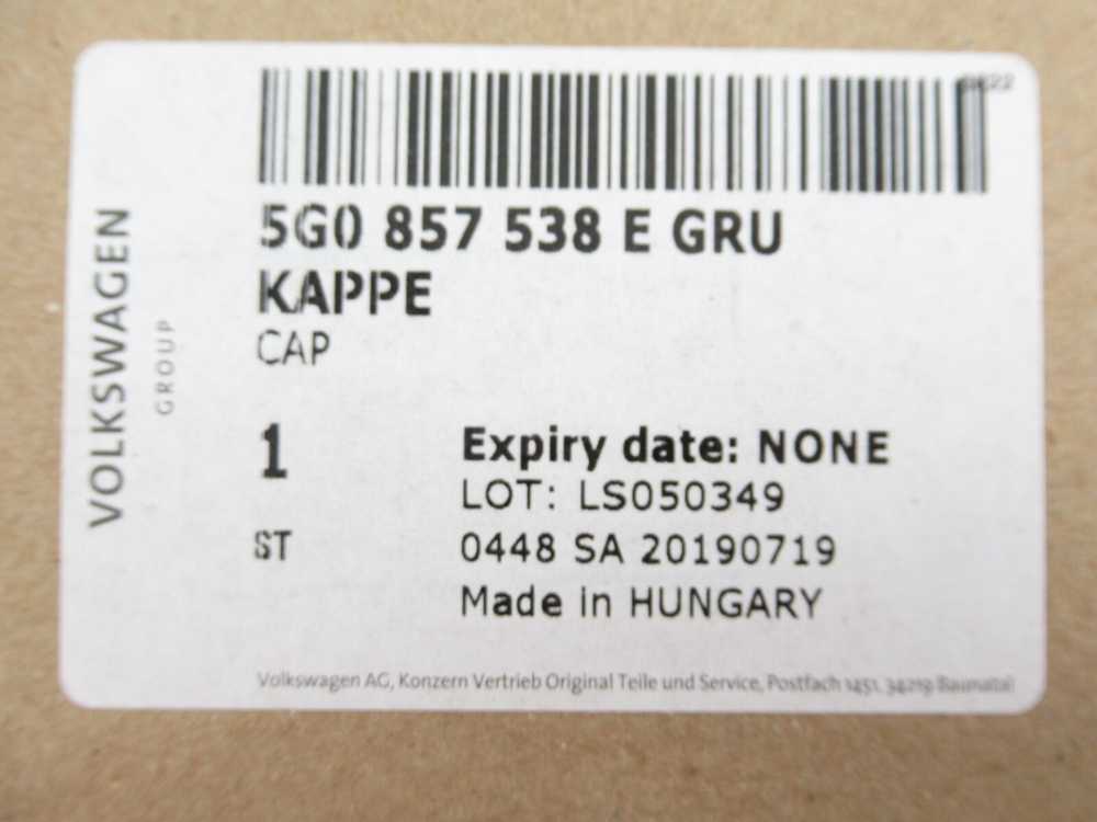 VAG "Volkswagen" keleivio šoninio veidrodėlio dangtelis originalus 5G0857538EGRU