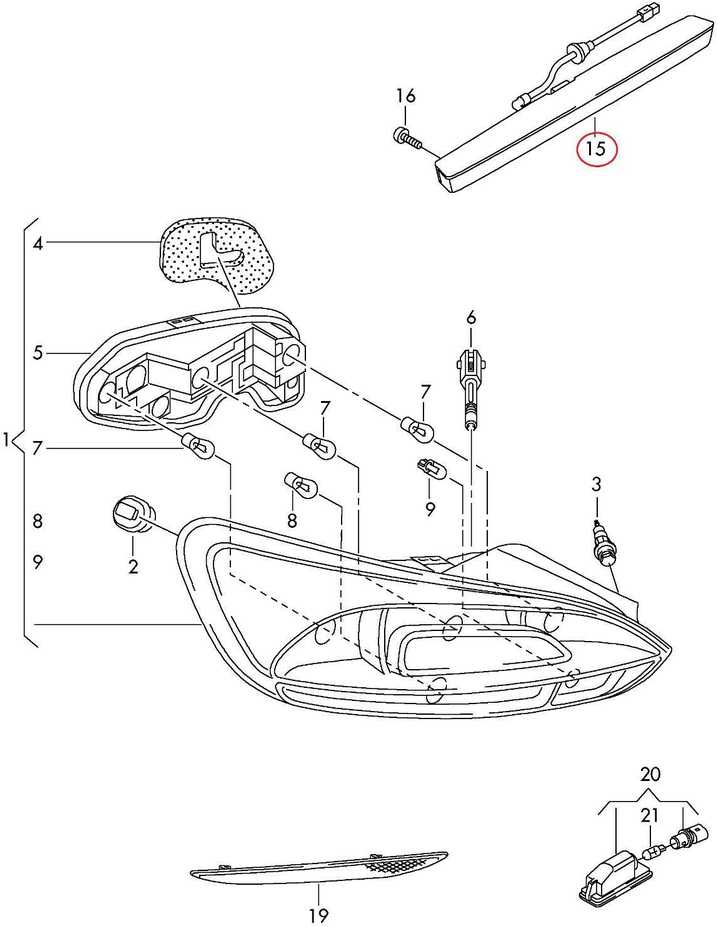 VAG VOLKSWAGEN SCIROCCO 08-15 galinis trečiasis stabdymo žibintas originalus 1K8945087D