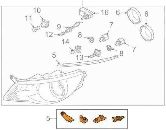 VAG "Volkswagen Tiguan 5n" (Šiaurės Amerika) priekinio žibinto korpuso remonto rinkinys originalus 5N0998225B