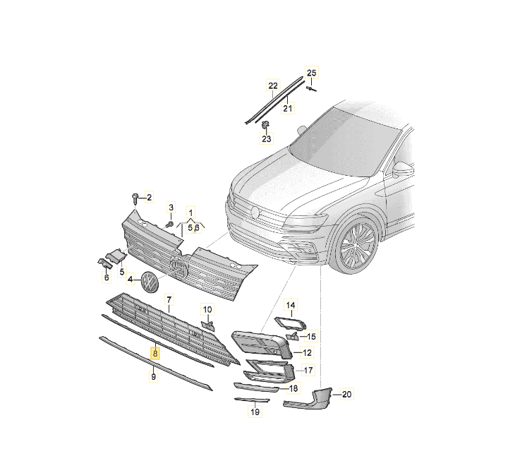 VAG Volkswagen Tiguan Allspace BW 2018 Priekinis Bumperio Apatinis Chromas Originalus 5NN853101A2ZZ
