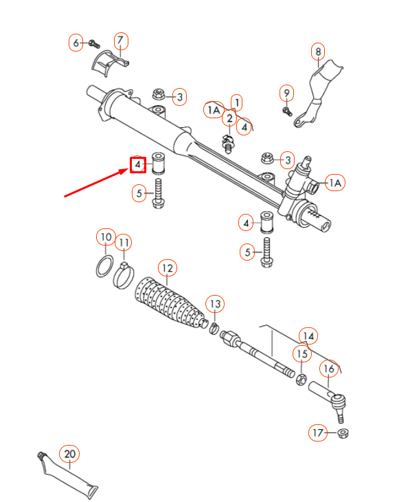 VAG Volkswagen TOUAREG 7P vairo kolonėlės guminė įvorė 2H0422405 Originali