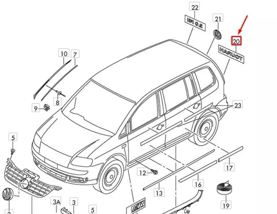 VAG Volkswagen Touran 1T 2003 2006 2009 Emblema Logotipas Originalus 1T0853687A739