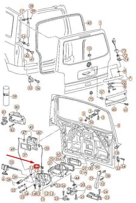 VAG Volkswagen TRANSPORTER T5 galinio dangčio traukimo strypo spaustukas originalus 7H0827947A