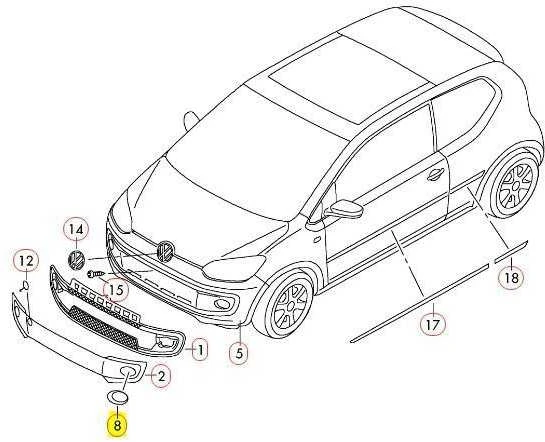 VAG Volkswagen Up 1S Dangtis Žiedas Aukštos Chromo 2012 2016 Originalus 1S0853399A2ZZ