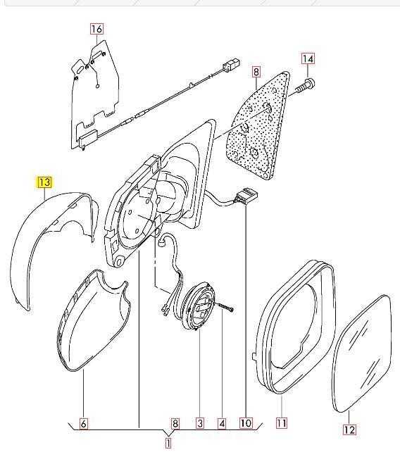 VAG VW AMAROK (10-17) Priekinio Š/S kairės pusės veidrodėlio dangtelis juodas 2H0857527B9B9 originalus