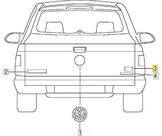 VAG VW AMAROK 2010 - 2017 Galinis bagažinės dangtis TDI emblema originalus 2H0853675AGQF