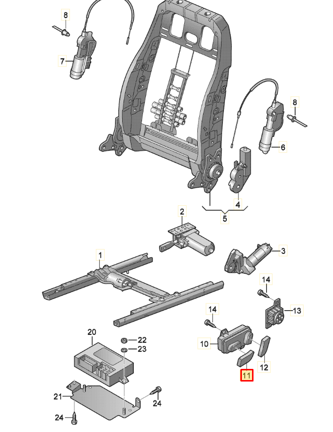 VAG VW/Audi kairės sėdynės reguliavimo rankenėlė originali 8E09598154PK
