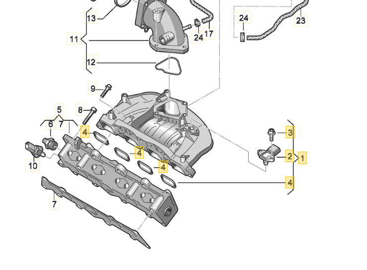 VAG VW AUDI SEAT SKODA BEETLE Įsiurbimo kolektoriaus viršutinė dalis originali 03C129709BA
