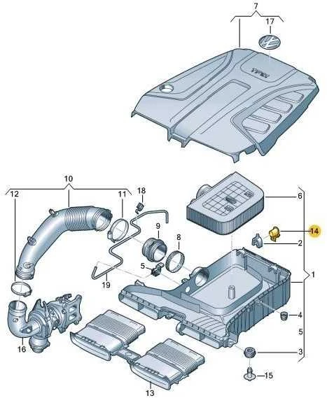 VAG VW Audi Touareg Q7 Q8 oro filtro montavimo kaištis originalus 4M0133615