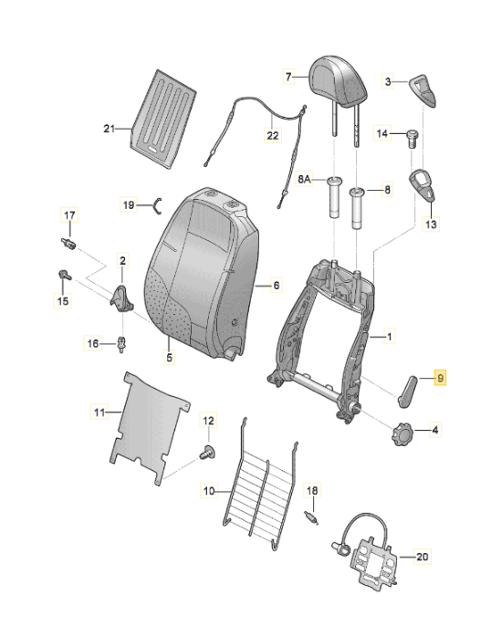 VAG "VW Beetle Cabrio" apatinės nugaros atramos reguliavimo rankena originali 5C688123682V