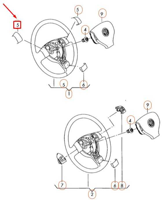VAG "VW Bora Caddy" komplektas apdailos detalės vairui, juodos spalvos, originalios 1K04986851QB