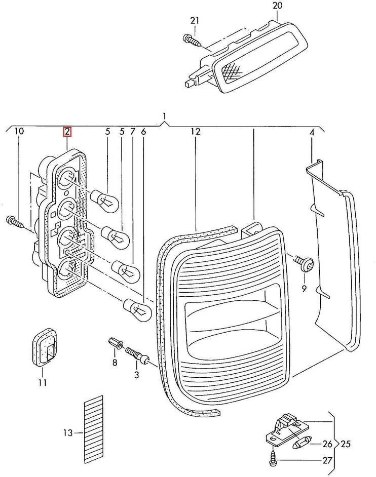 VAG VW CADDY 04-11 galinio žibinto lemputės laikiklis dešinėje O/S originalus 2K5945258A