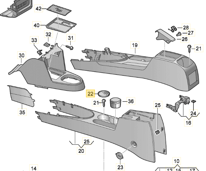 VAG VW Caddy 2CA 2CB 2CH 2CJ SAA SAB įdėklas gėrimų laikikliui originalus 2K5863328