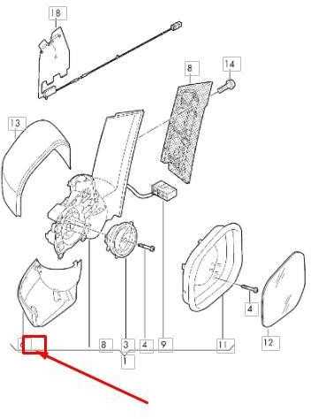 VAG VW Caddy 4 dangtelis apatinis kairės pusės durelių veidrodėlis 2K58576039B9 originalus