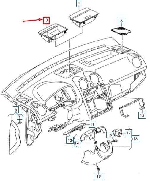 VAG VW CADDY III FURGON 2K Centrinė viršutinė prietaisų skydelio saugykla Originali 2K0858122C71N