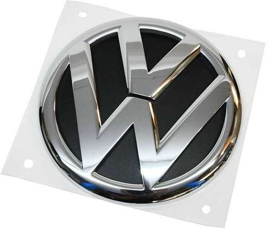 VAG VW CADDY MK3 TRANSPORTER T5 Chromuotas juodas galinis emblemos ženkliukas 2K5853630AULM originalus