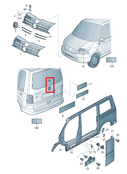 VAG VW CADDY MK3 TRANSPORTER T5 Chromuotas juodas galinis emblemos ženkliukas 2K5853630AULM originalus