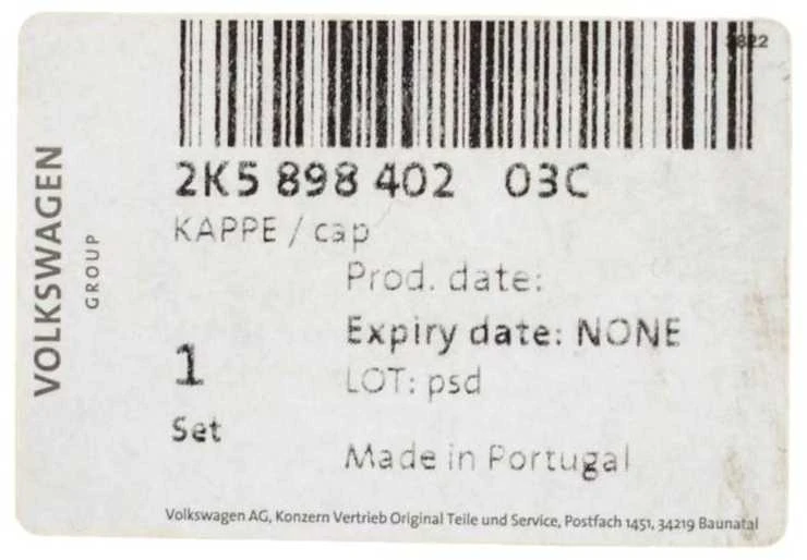 VAG VW CADDY stogo bėgių dangtelių dangtelių rinkinys originalus 2K589840203C