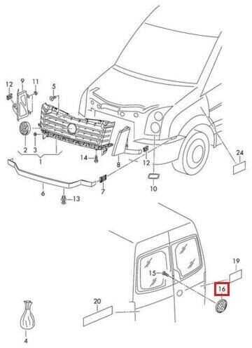 VAG VW CRAFTER galinių sidabrinių galinių durelių emblema 2E1853600A Originali