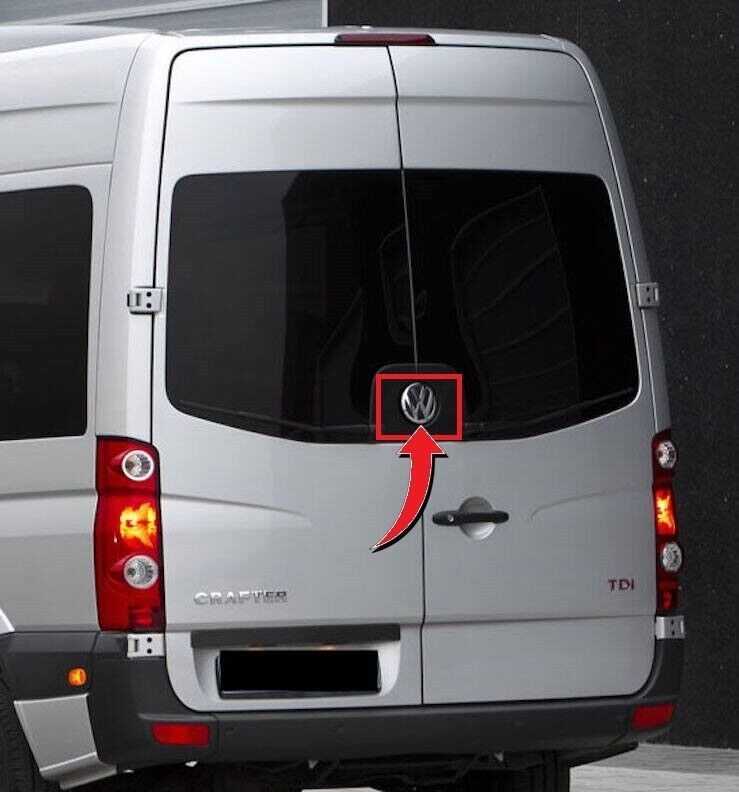 VAG VW CRAFTER galinių sidabrinių galinių durelių emblema 2E1853600A Originali