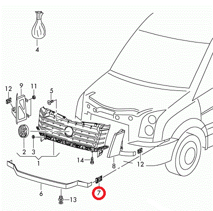 VAG VW CRAFTER priekinių žibintų apdailos klipsas kairėje N/S originalus 2E0853733