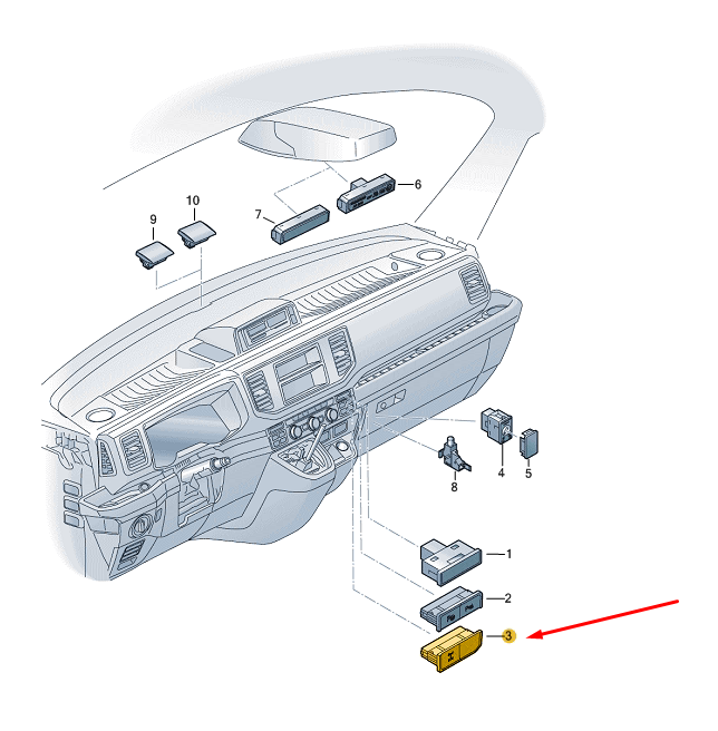 VAG VW CRAFTER SZ MK2 bagažo skyriaus apšvietimo jungiklis originalus 7C0927212QAFS