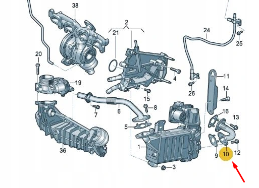 VAG VW CRAFTER TRANSPORTER T6 2.0 TDI EGR vožtuvo vamzdelis originalus 04L131521BF