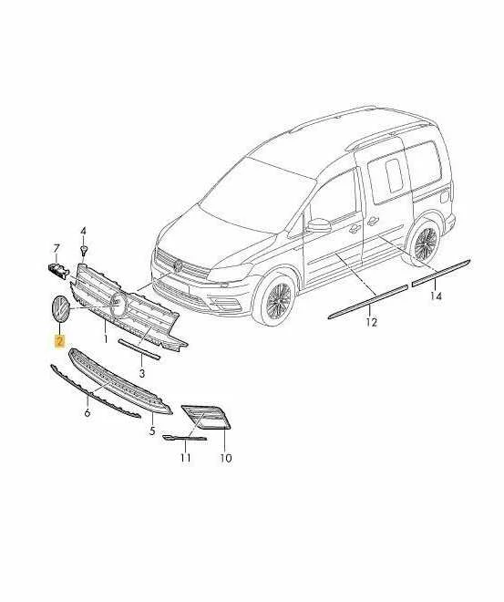 VAG VW Emblema Juoda Šviesiai Chromuota Volkswagen Caddy 2K 2016 2017 Originalus 2K5853601AJZA