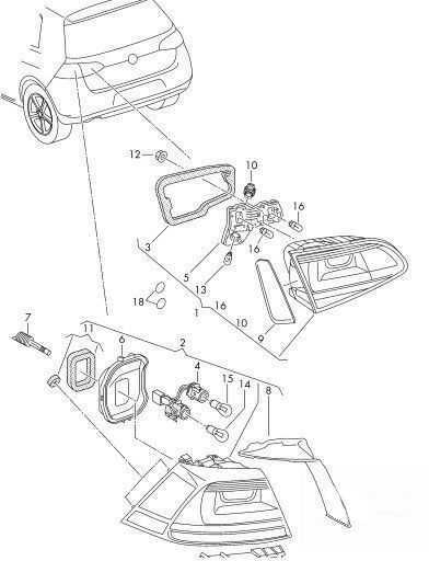 VAG VW GOLF 13-17 Vidinis galinio žibinto lemputės laikiklis dešinėje O/S RHD originalus 5G0945260A