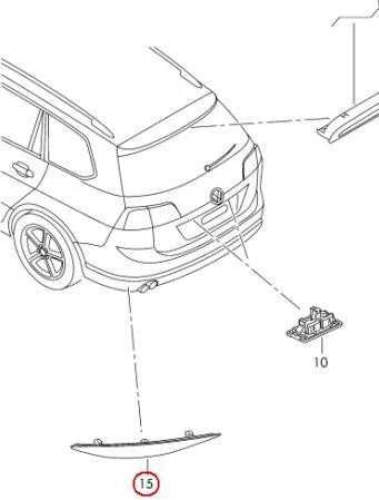 VAG VW Golf 7 kombi galinio bamperio kairysis atšvaitas originalus 5G9945105