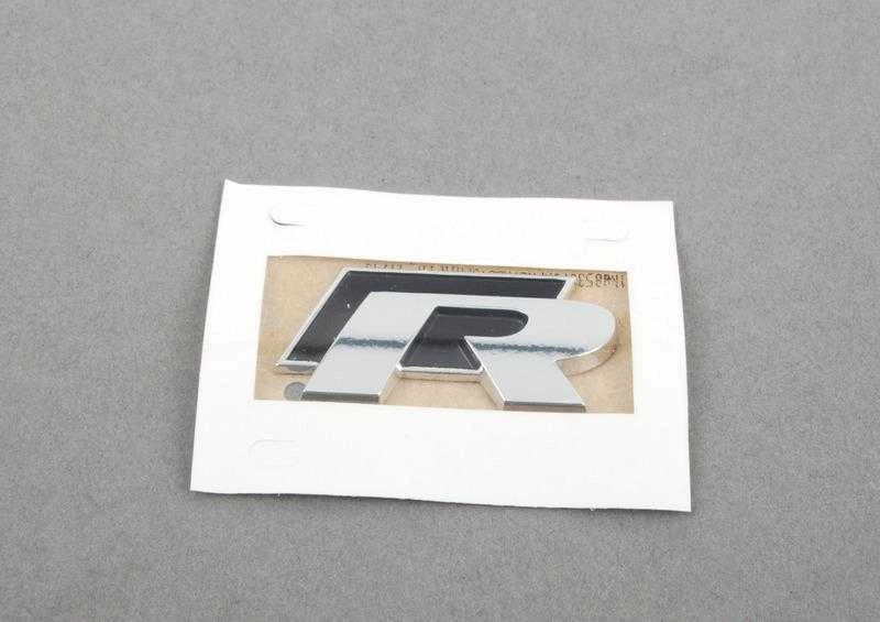 VAG VW GOLF MK6 MK7 R Chromuotas juodas ženkliukas su emblema bagažinėje originalus 1K8853675KFXC