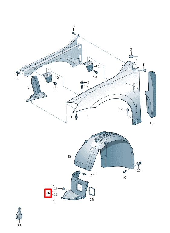 VAG VW GOLF MK7 apatinis priekinis sparno įdėklas dešinėje pusėje originalus 5G0805912T