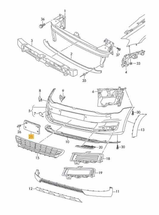 VAG VW GOLF MK7 R MODELL 13-16 priekinio bamperio numerio ženklo laikiklio laikiklis originalus 5G0807287H9B9