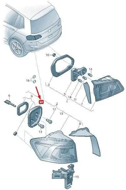 VAG VW GOLF SPORTSVAN galinių žibintų lizdas išorinis kairysis originalus 510945257B