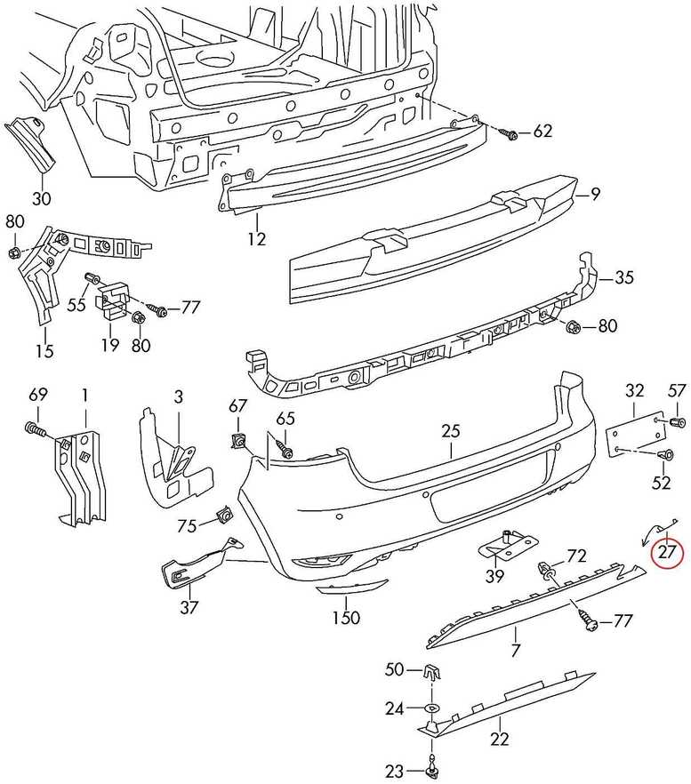 VAG VW GOLF VI 09-13 NAUJAS ORIGINALUS GALINIS BAMPEKLO TRAUKIMO KABLIUKO DANGTELIS 5K6807441