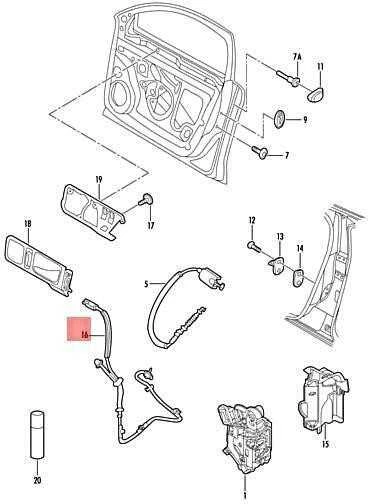 VAG VW Jetta Syncro Vento priekinių durų užrakto fiksatoriaus trosas originalus 5C6837085C