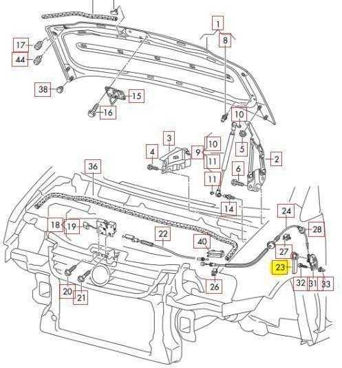 VAG VW juodos spalvos variklio dangčio atleidimo rankena originali 1J2823533C