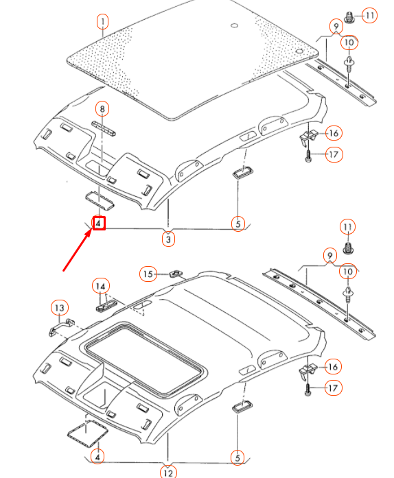 VAG VW PASSAT B5.5 priekinių vidaus žibintų sustiprinimas originalus 3B0867599A