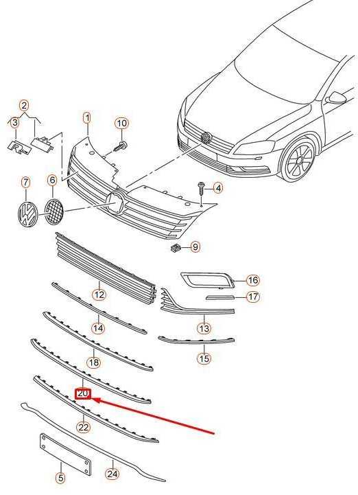 VAG VW PASSAT B7 R-Line Priekinis Bamperio Ventiliacijos Grotelės Apdaila 3AA853551A041 NAUJA ORIGINALI