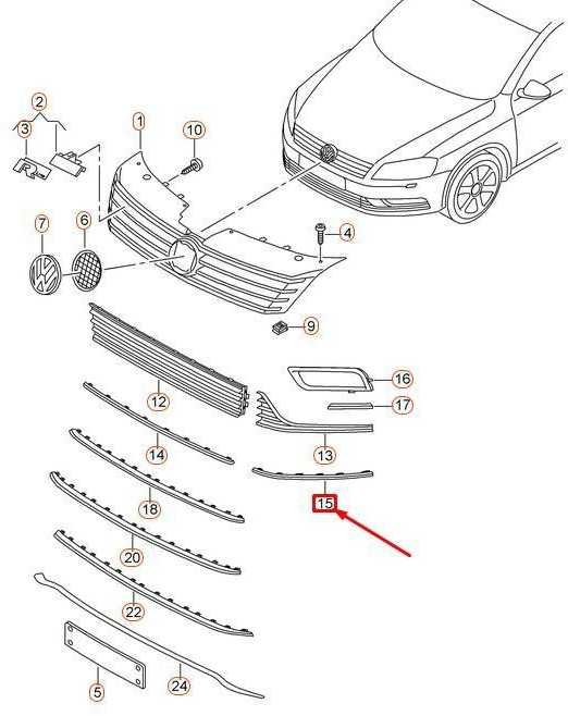 VAG VW PASSAT B7 R-Line Priekinis Bamperis Kairysis Ventiliacijos Grotelės Apdaila 3AA853763C2ZZ NAUJA ORIGINALI