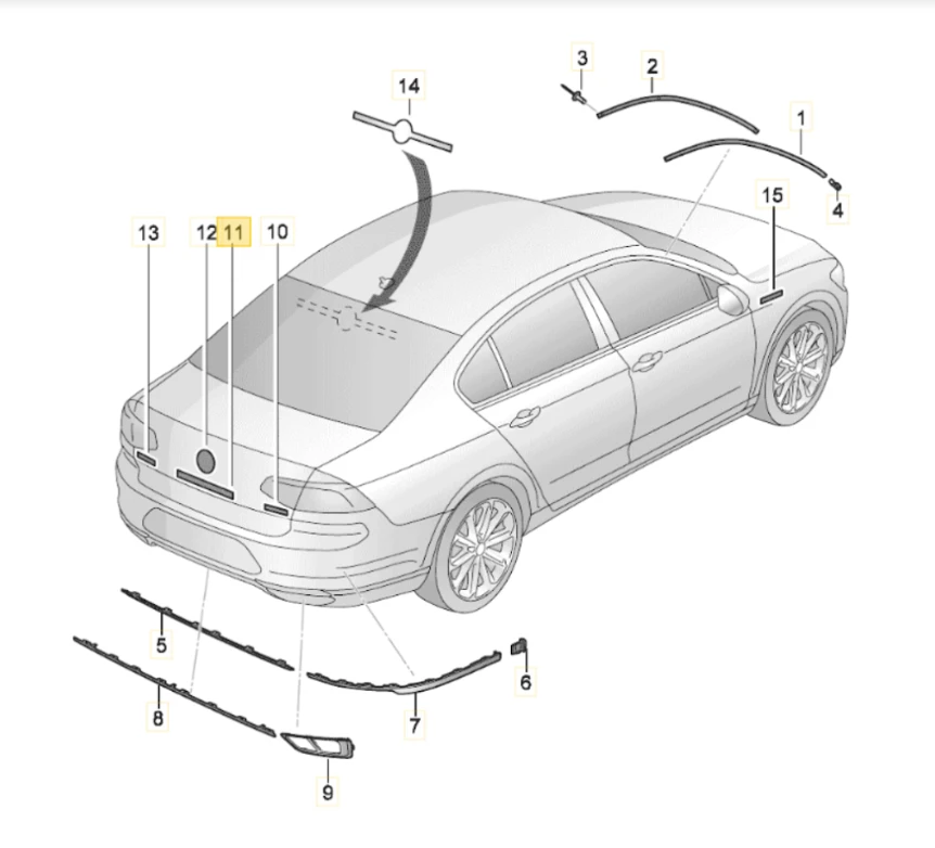 VAG VW PASSAT B8 galinių durelių emblema 3G0853687C2ZZ Originali