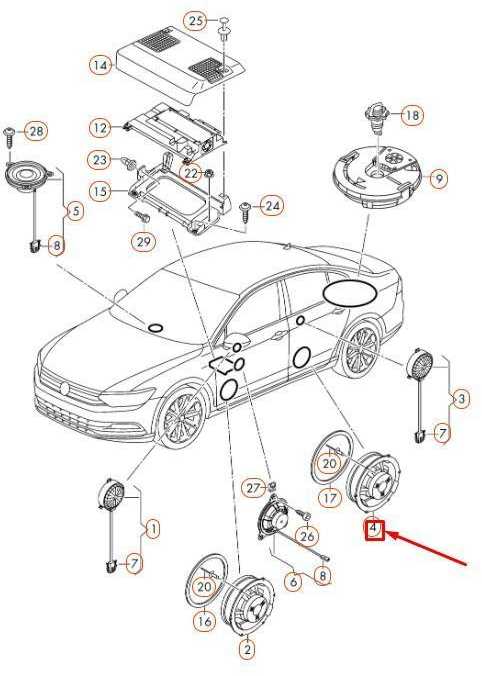 VAG VW PASSAT B8 galinių durelių žemų dažnių garsiakalbis originalus 3G0035453