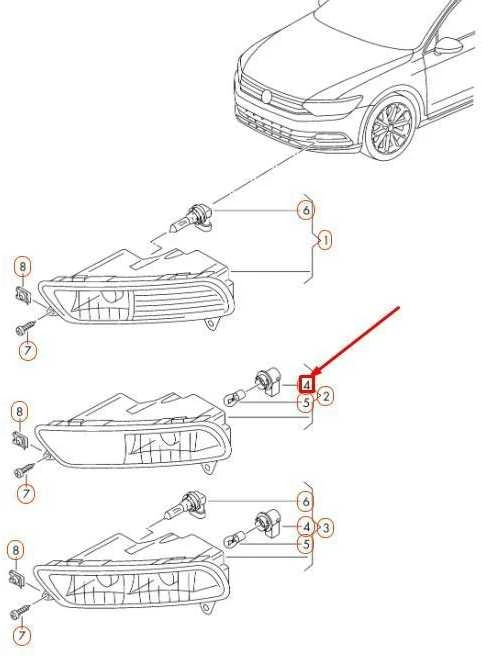 VAG VW PASSAT B8 POLO MK5 priekinių dienos šviesos lempučių laikiklis originalus 6C0941669