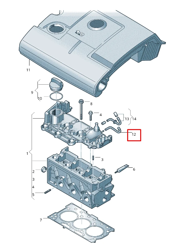 VAG VW Polo 1.2 AWY kvėpavimo žarna 03D103493E originali